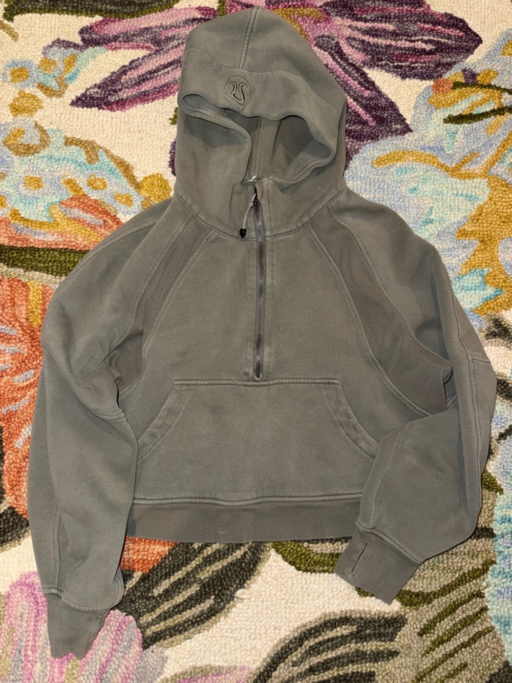 Lululemon Green Scuba Cropped Half-Zip Hoodie